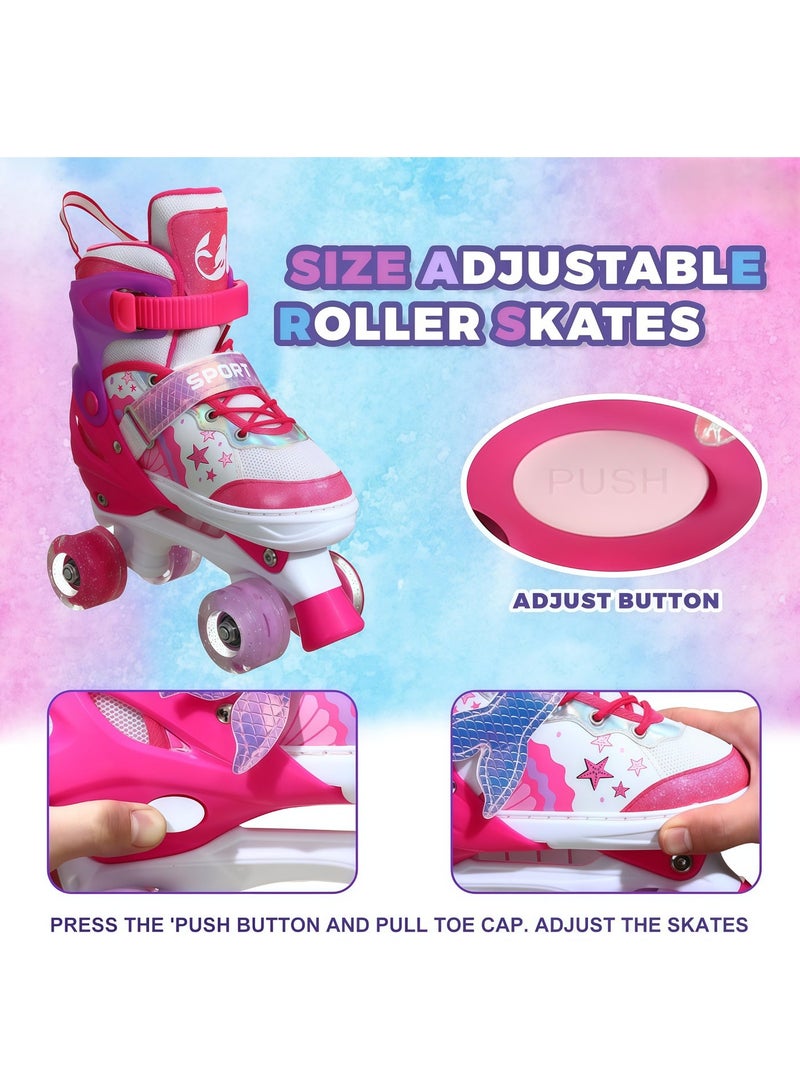 EASY FUTURE Roller Skates for Kids with Flashing Wheels Adjustable Size Double Row 4 Wheel Skates for Boys Girls Including Protective Gear 2 Colors 2 Sizes to Choose NO.1303P - Image 4